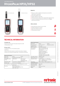Thumbnail of document Data Sheet - HygroPalm HP31 Handheld Indicator